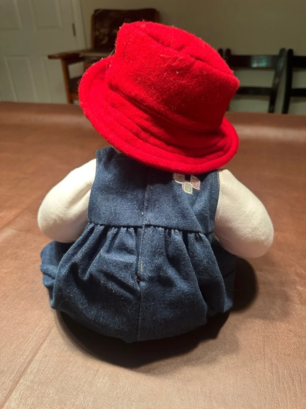 Red-Hat Baby Doll in Blue Dress and White Top